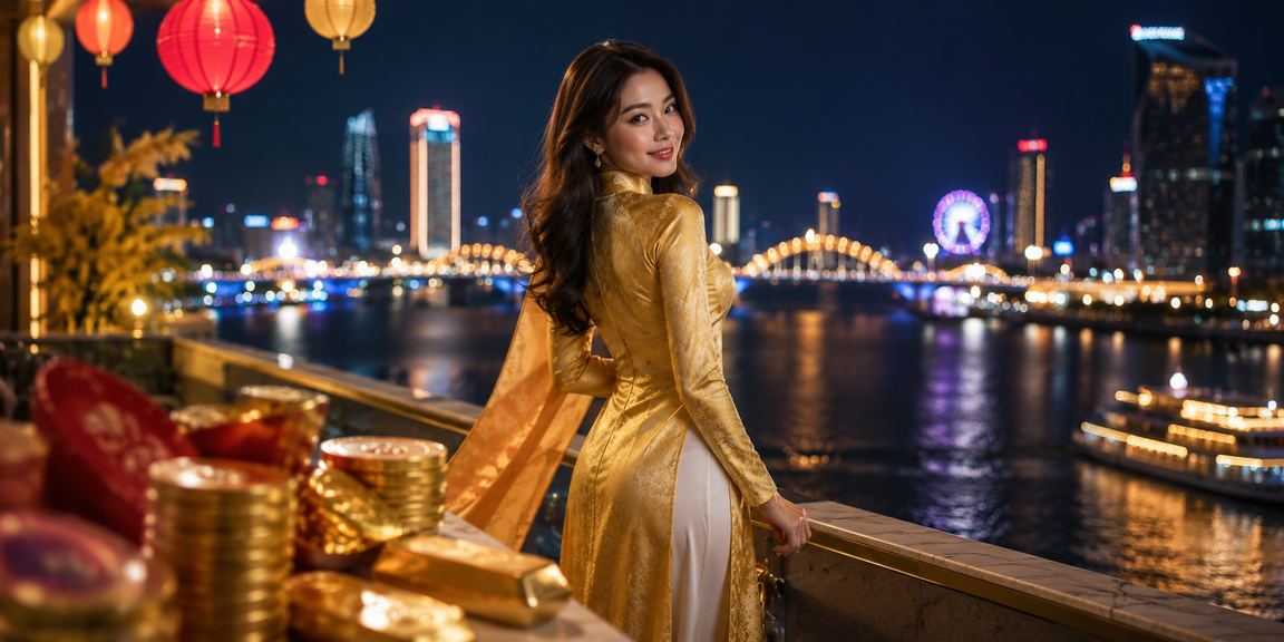 Người dùng tại Đà Nẵng mặc áo dài trải nghiệm casino và cá cược trên điện thoại